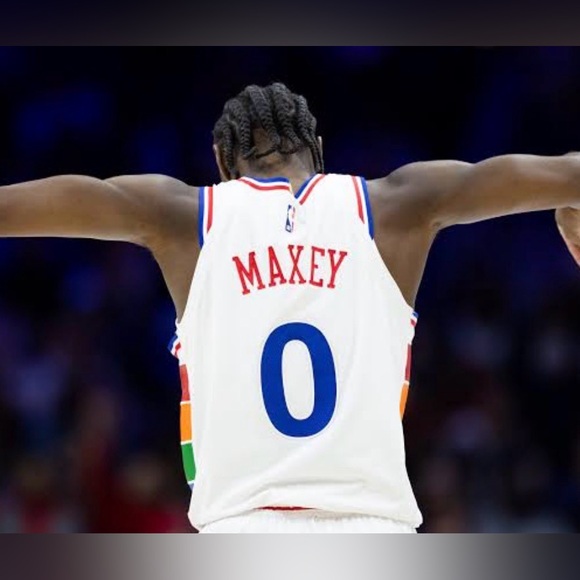Nike Authentic Philadelphia 76ers Sixers NBA Tyrese Maxey #0 Jersey Men’s Sz L - Picture 4 of 9